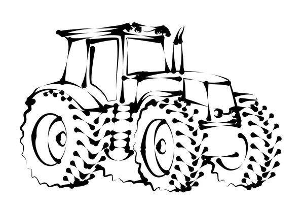 Skiss av stora traktorn. — Stock vektor