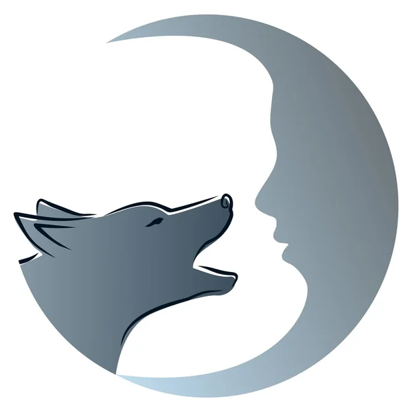 Wolf mit Mond. — Stockvektor