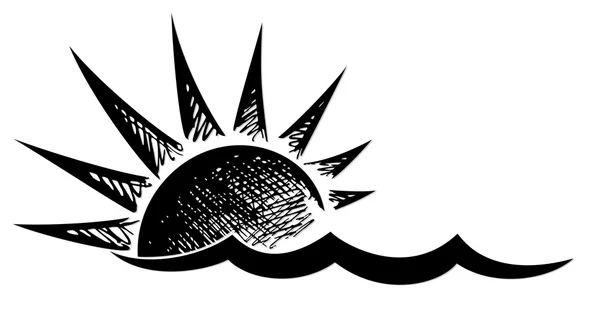 Sun Logo with wave. — Stock Vector
