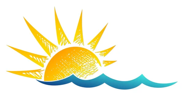 Sun Logo with wave. — Stock Vector
