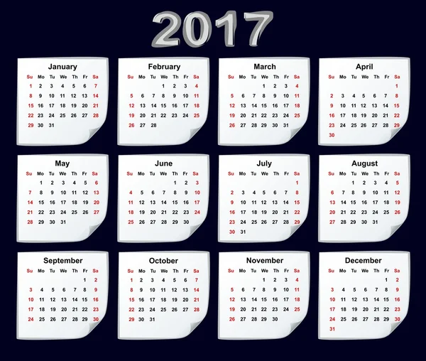 Kalender för 2017 — Stock vektor