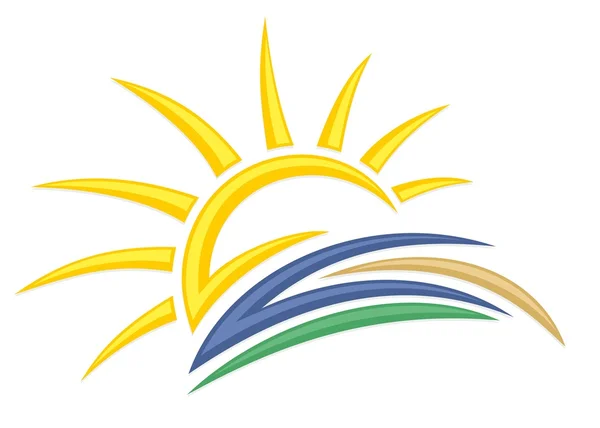 Logo sol och hav. — Stock vektor