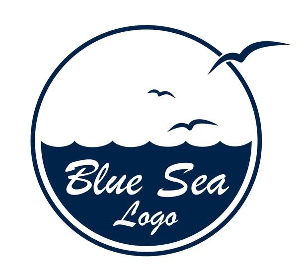 Logotyp havet med fåglar. — Stock vektor