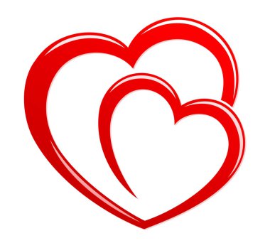 Biçimli kırmızı kalbin sembolü..