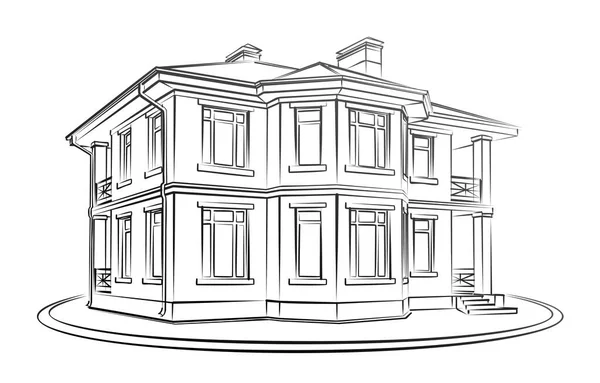 Skizze Eines Großen Landhauses — Stockvektor