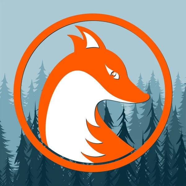 Symbol Stylizované Červené Lišky Lesem — Stockový vektor