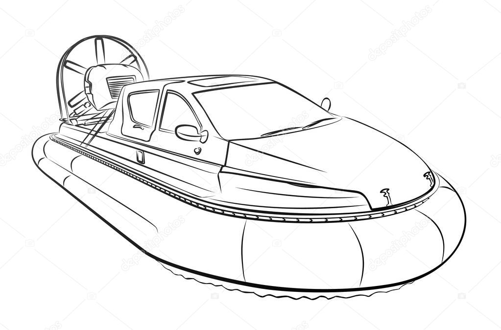 The sketch of a speed Hovercraft. 