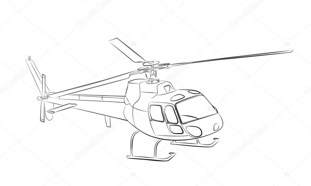 The sketch of a big helicopter.