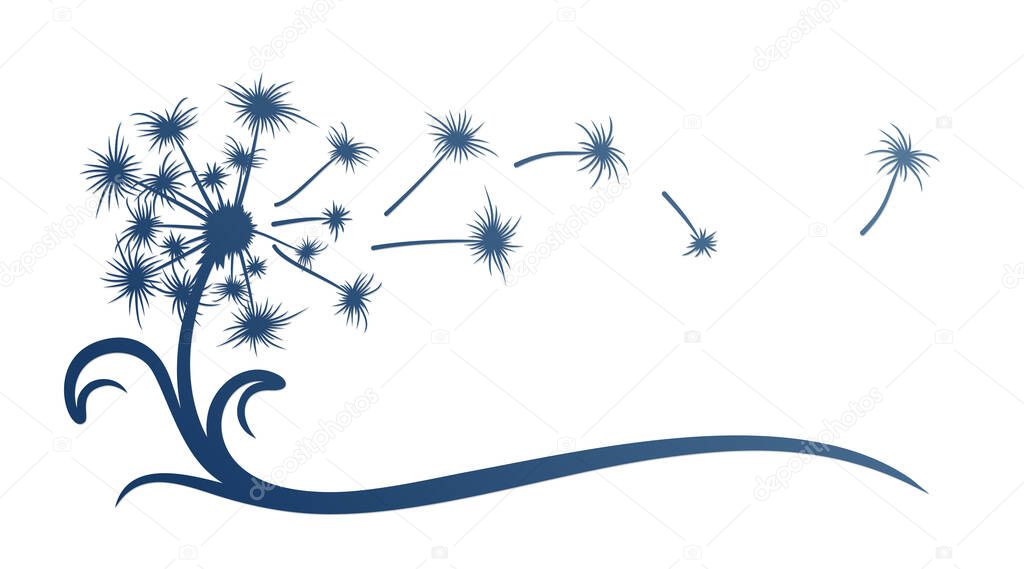 The symbol of field dandelion Flower with flying seeds.