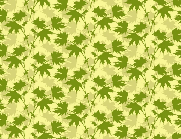 Fond Vert Sans Couture Avec Des Feuilles Érable — Image vectorielle