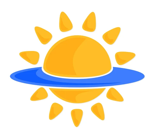 Simbol Bundar Gelombang Matahari Dan Biru - Stok Vektor