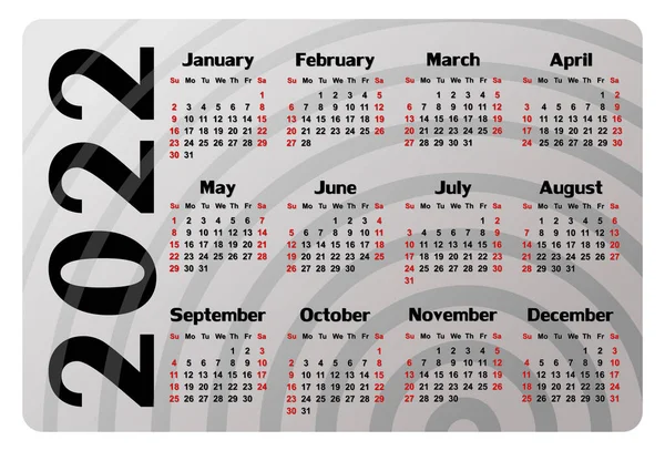 Eine Kalendervorlage Für Das Jahr 2022 — Stockvektor