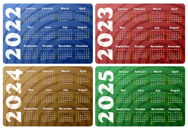 Eine Kalendervorlage Für Das Jahr 2022 2025 — Stockvektor
