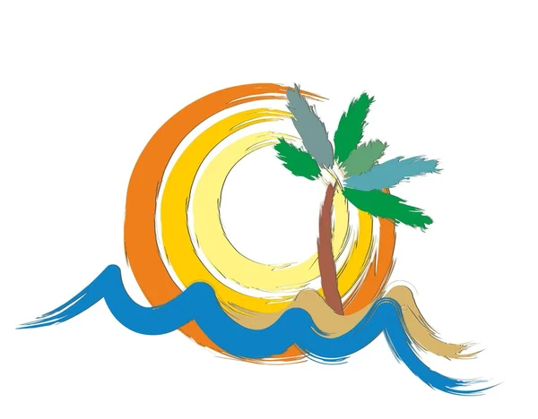 Logo soleil et mer . — Image vectorielle