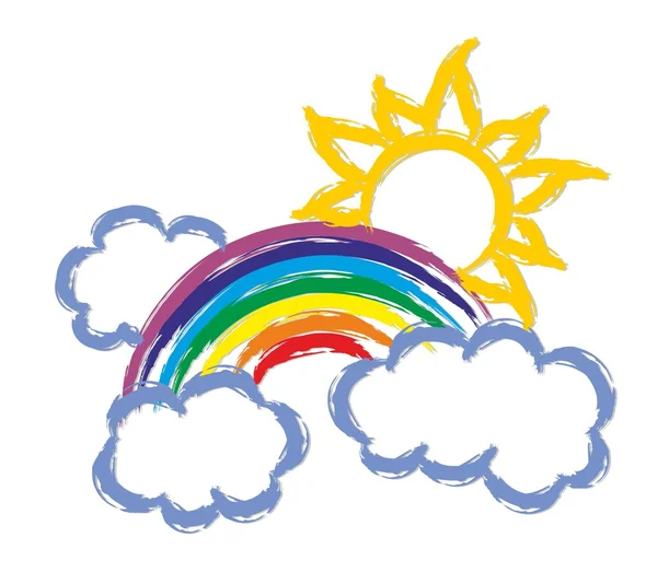 Regenboog met de zon. — Stockvector