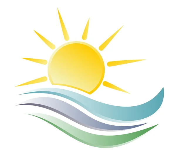 Logo del sole e del mare . — Vettoriale Stock