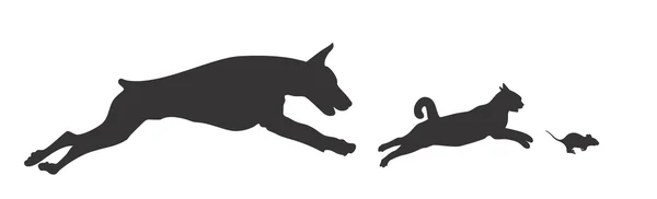 Pes kočka a myš. — Stockový vektor