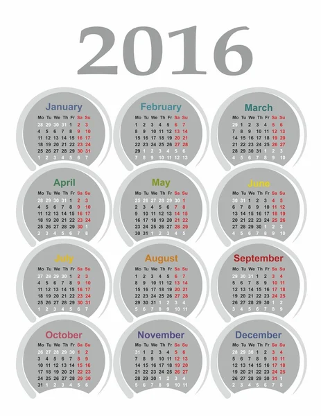 Kalender für 2016. — Stockvektor