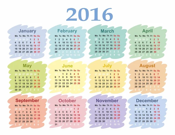 Kalender für 2016. — Stockvektor