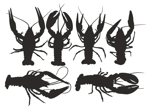 Silhouettes of lobsters. — Stock Vector