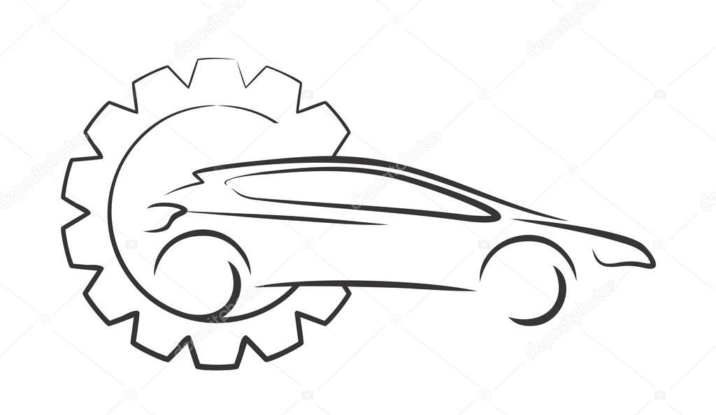 A logo of car service with a gear.