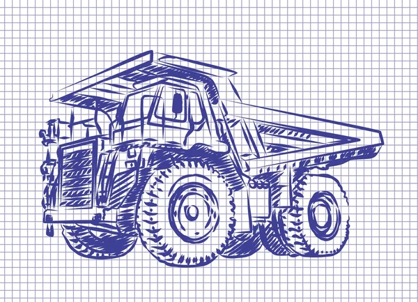 Croquis du camion à benne . — Image vectorielle