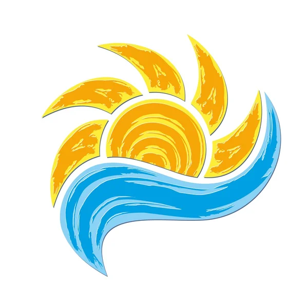 Logo del sol y el mar . — Vector de stock
