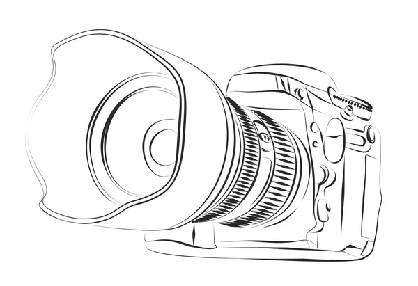 Schets van de professionele camera. — Stockvector