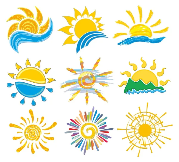 Logos soleil et mer . — Image vectorielle