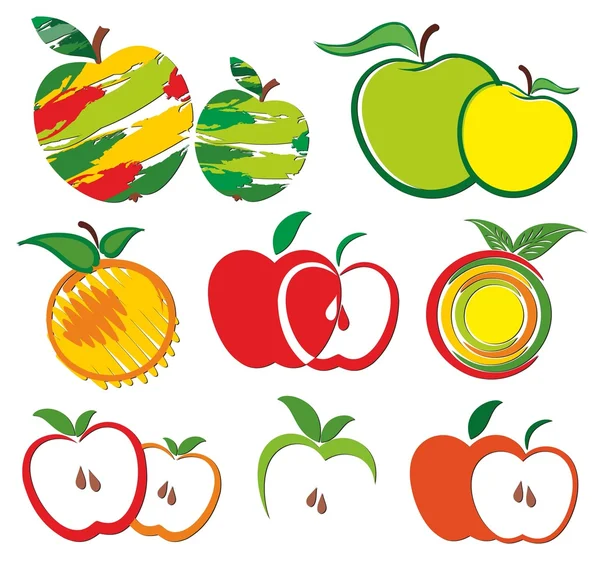 Logos de manzanas y naranjas . — Archivo Imágenes Vectoriales