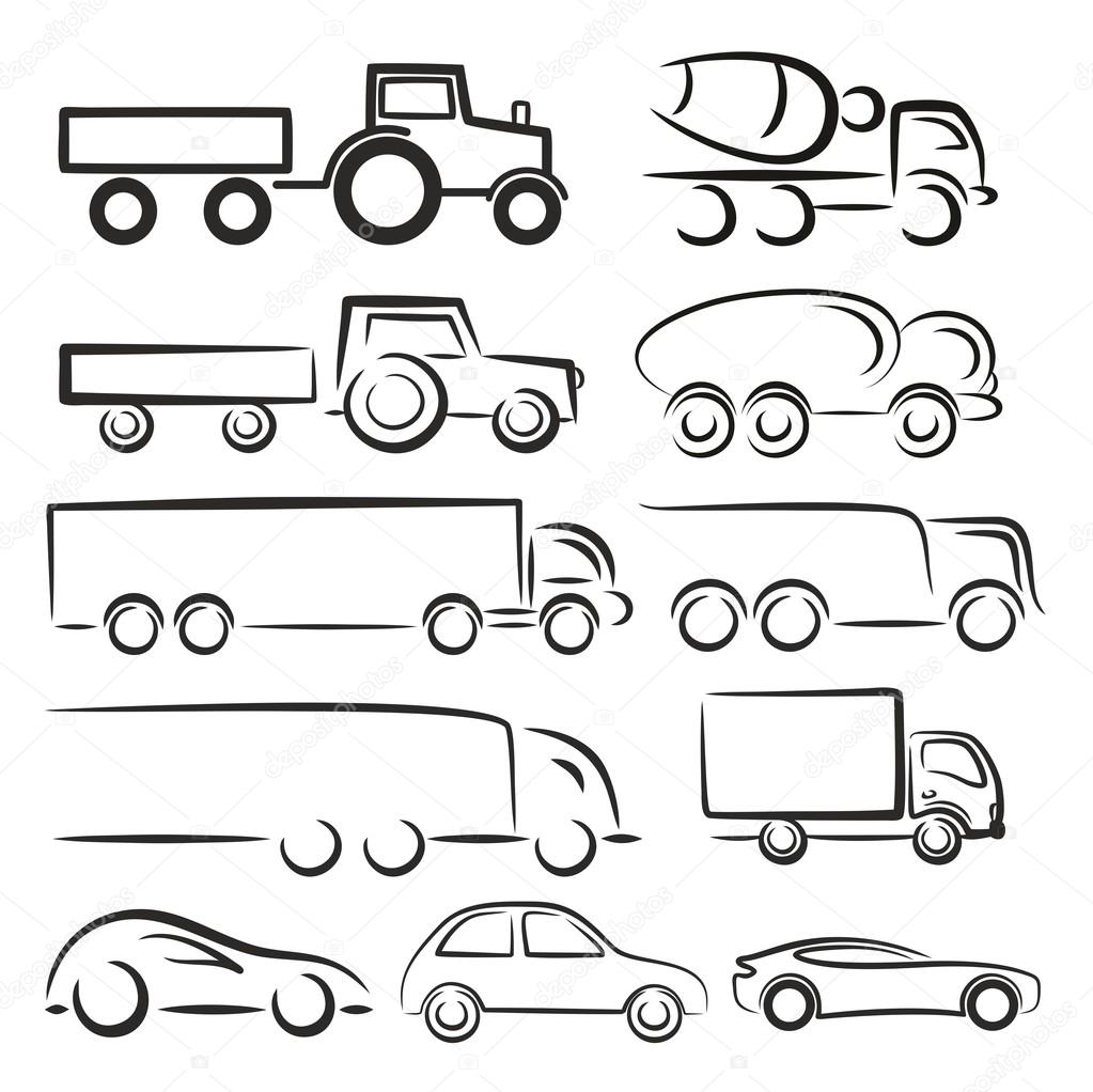 Set of logos of land transport.