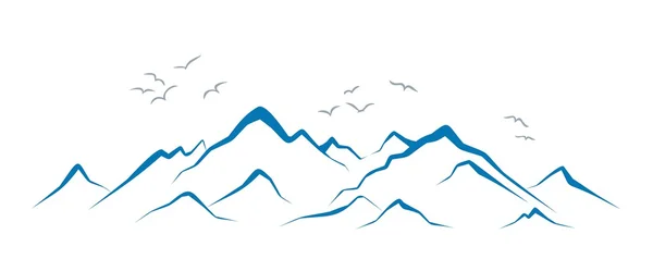 Montaña paisaje con aves . — Vector de stock