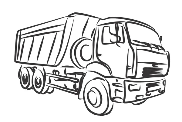 Σκίτσο του το μεγάλο φορτηγό. — Διανυσματικό Αρχείο