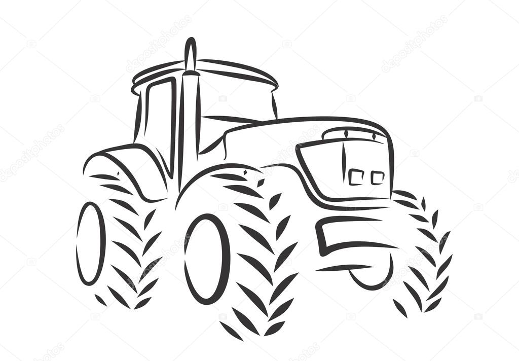 Sketch of farmer tractor.