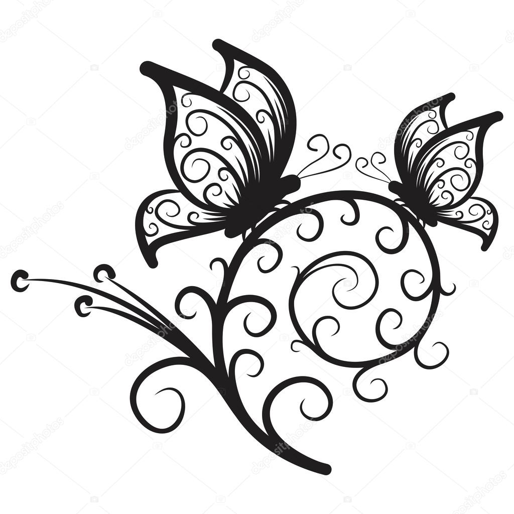 Butterfly on a flower. — Stock Vector © Designer_an 95245204