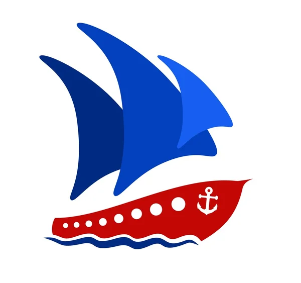 Navire à voiles bleues . — Image vectorielle