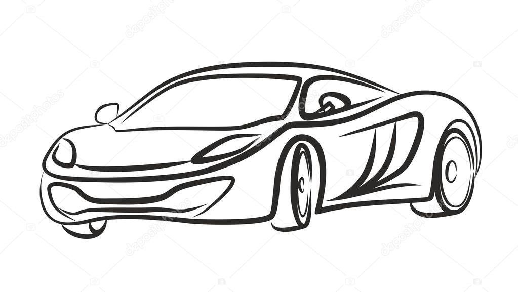 Sketch of the powerful sports car.