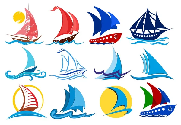 Logos dos veleiros . —  Vetores de Stock