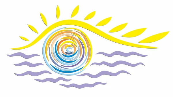 Logo na słońce i morze. — Wektor stockowy