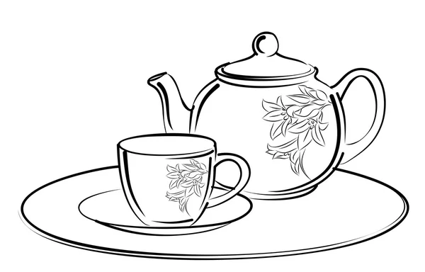 Çay servisi taslağını. — Stok Vektör
