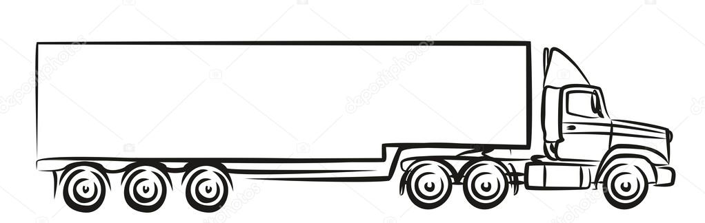 A sketch of the big truck with the trailer.