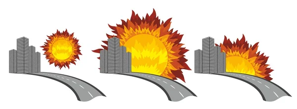 Stad Logo met de zon. — Stockvector