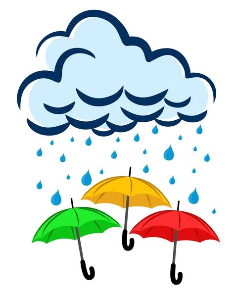 Az eső, esernyők. — Stock Vector