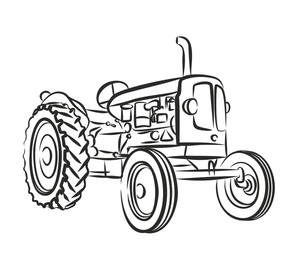 Bosquejo del tractor viejo . — Vector de stock