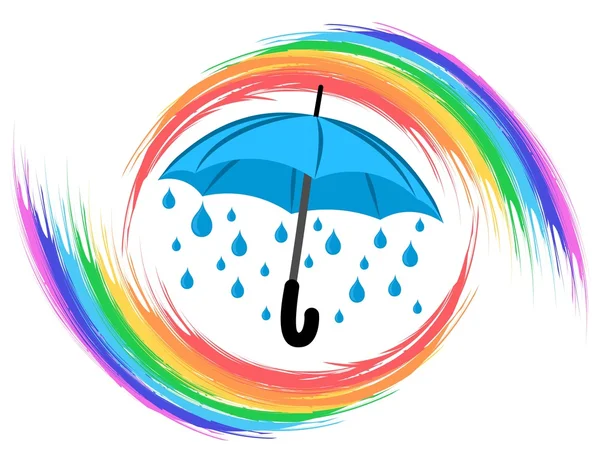 Regnbåge med paraply. — Stock vektor