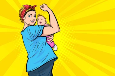 Güçlü bir anne kucağında bebek hareketleri yapabiliriz. Pop Art Comic Style yapabiliriz.
