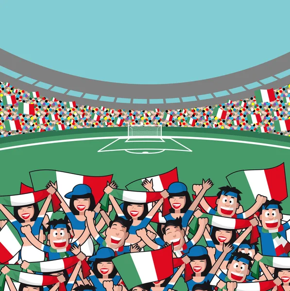 Italské fotbalové fanoušky — Stockový vektor
