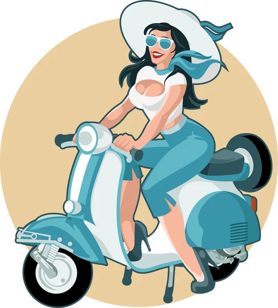 Belle fille scooter — Image vectorielle