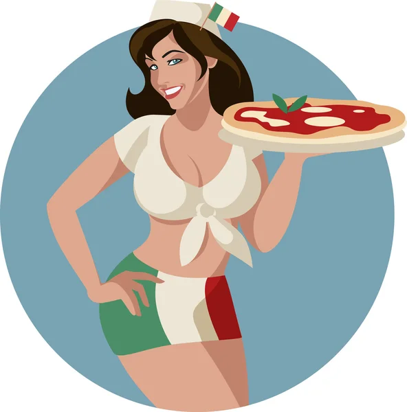 Італійська піца офіціантка — стоковий вектор
