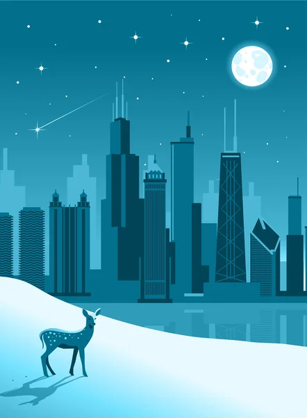 Chicago horizonte de inverno —  Vetores de Stock